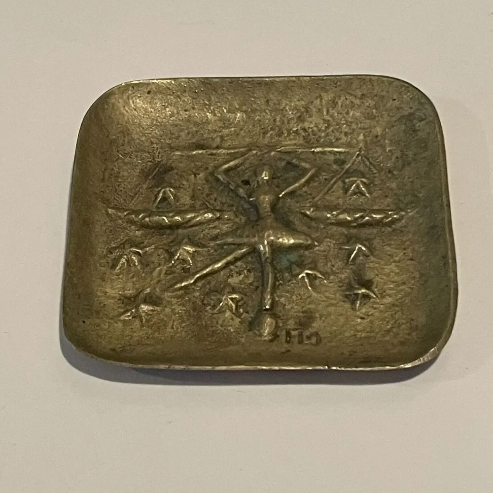 Vintage Brass Zodiac‎ Scales Of Justice Ash Tray